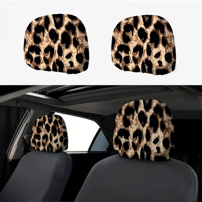 Temu Leopard Print Series Printed Pattern Car Headrest Protector Cover Fashionable Car Interior Decoration Car Pillow Cover (Headrest) - ct-leopard-print-1-1-double-sided-printing-2525cm