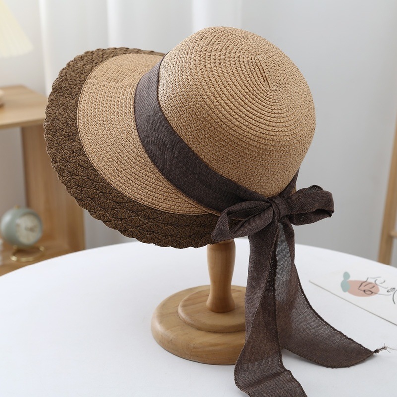 Women's Beach Color Block Patchwork Flat Eaves Sun Hat display picture 1