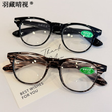 新款欧美跨境热卖高级感老人眼镜高清护目复古方框水晶玻璃老花镜