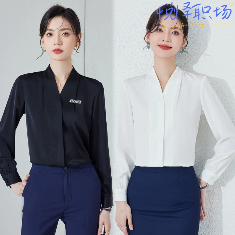 Профессиональная рубашка Женская модная элегантная дизайнерская нишевый костюм внутренняя одежда с длинным рукавом официальная рубашка комбинезоны