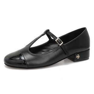 Color Matching TB All-match Casual Chunky Heel Single-layer Shoes Women's Spring and Autumn 2024 New Mid-heel Shallow Pumps French High Heel Shoes