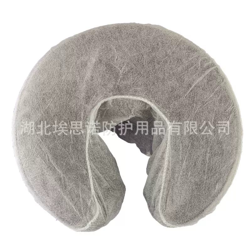 一次性无纺布U型枕套隔脏防尘透气白色PP无纺布带松紧美容U小枕套