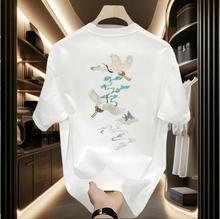 夏季-男士短袖t恤创意印花圆领上衣重磅纯棉国潮中国风打底体恤衫
