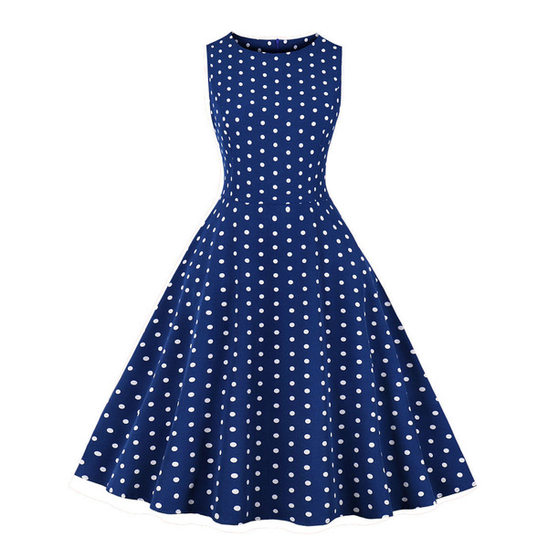 retro summer dress with a round collar sleevless