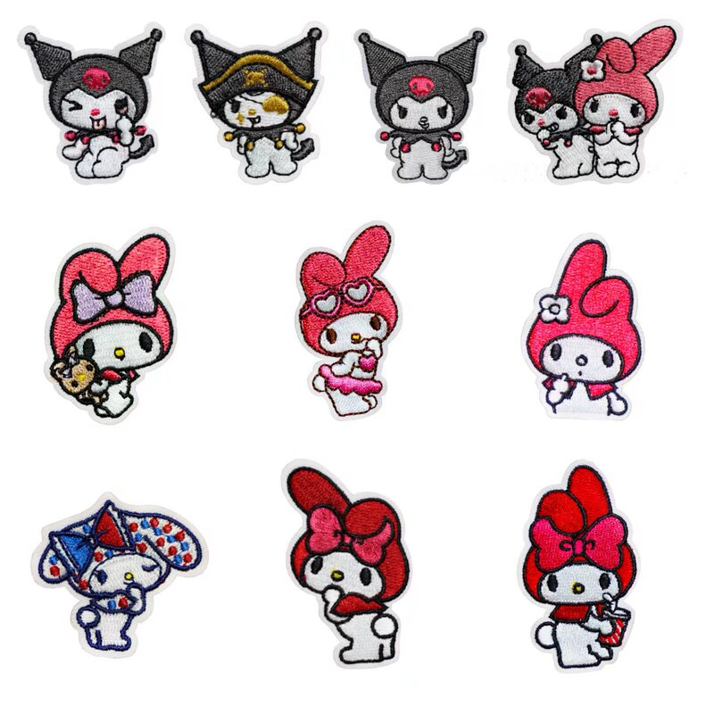New Kuromi Melody Melody Computer Embroider Cloth Stickers Creative DIY Decorative Self-Adhesive Hot Melt Clothing Accessories