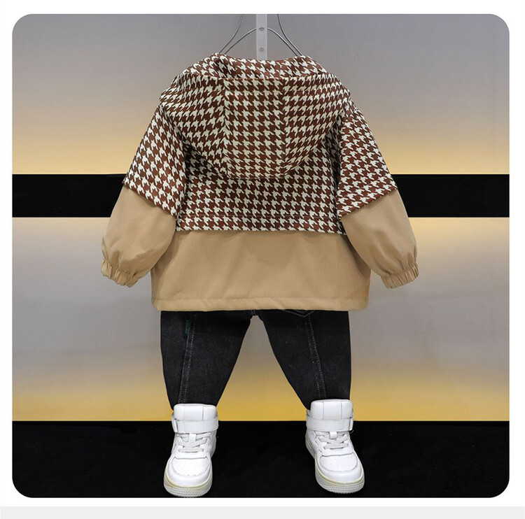 Boys' 2338 on coat 2023 Spring and Autumn new children's handsome hooded windbreaker baby clothes_voghion.com