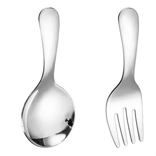 Stainless steel 304 tea spoon with high aesthetic snow cream dessert spoon fruit noodle fork cute baby short handle round head spoon