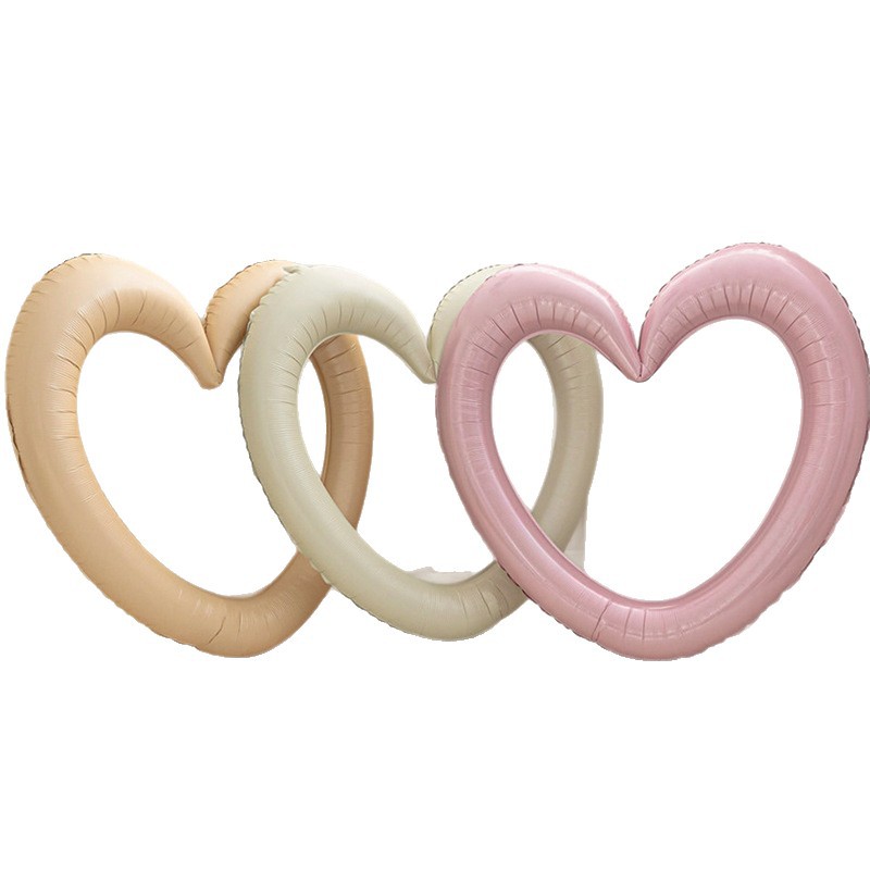 Cornice portafoto a forma di cuore con fiocco decorativo, palloncini in lamina di alluminio traforati per decorazioni di compleanno, feste per bambini e accessori fotografici._voghion.com