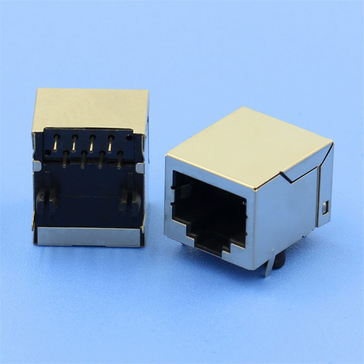 Гнездо RJ45 сетевого разъема Taiwan Gepu горизонтальный подключение/90° экранированное без индикации, погружаемая plate