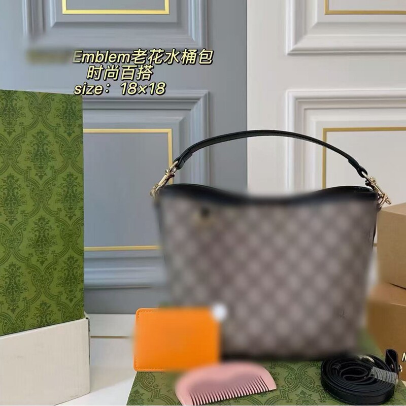 Gucci g Brand Single-Shoulder Crossbody Bag, Printed Mini Handbag, Bucket Bag, Fashionable Women's Bag, Emblem