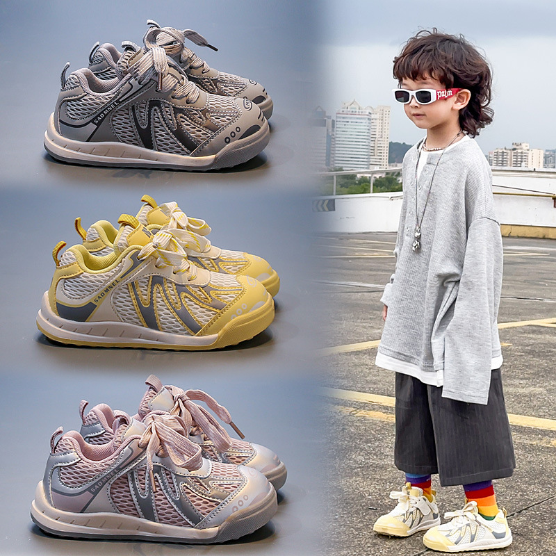 Mesh Breathable Kidsren's Sports Shoes 2025 Spring & Fall Popular Baby Girl Soft-Soled Moral Training Shoes Fashionable Boys' Shoes