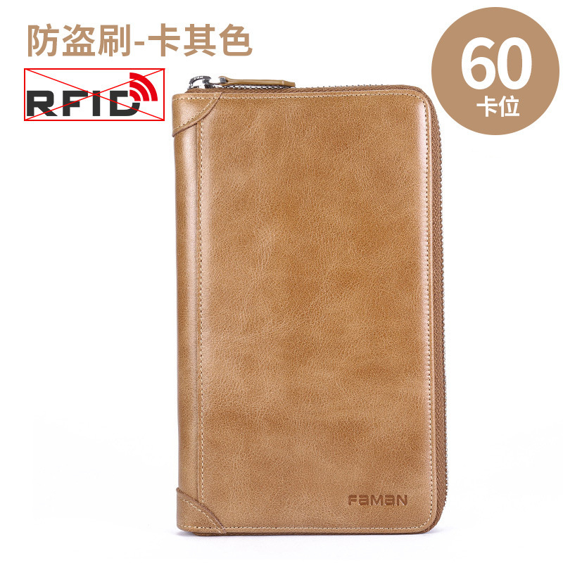 Bolsa de tarjetas de fabricantes de mujeres multi-tarjeta de tarjetas con cremallera de piel de vaca de gran capacidad bolsas de tarjetas de visita de piel de vaca de Corea