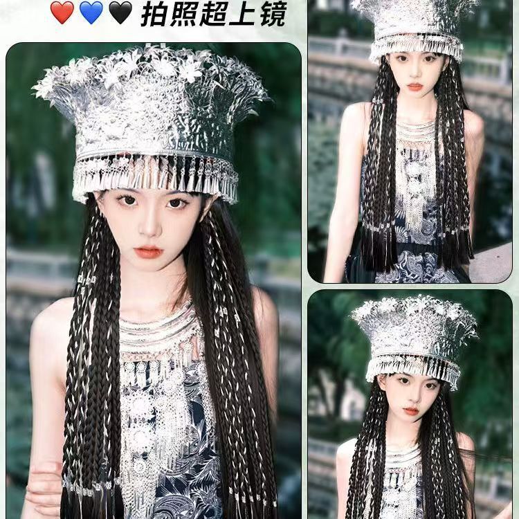 民族银线辫脏辫假发女马尾辫子麻花长辫甜酷女孩网红辣妹银线小辫|undefined