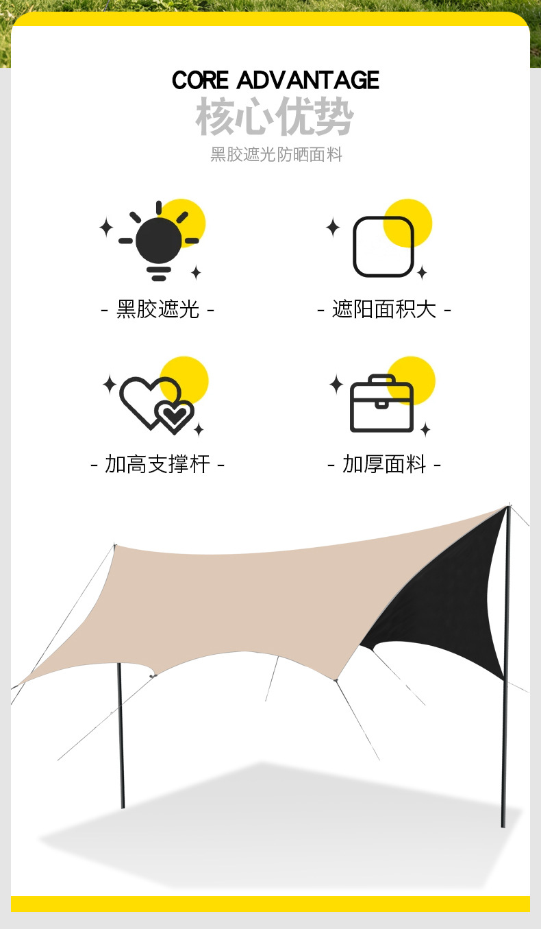 Vinyl Canopy Tent Outdoor Portable Large Camping Equipment Camping Picnic Sunshade Tent Rainproof Windproof