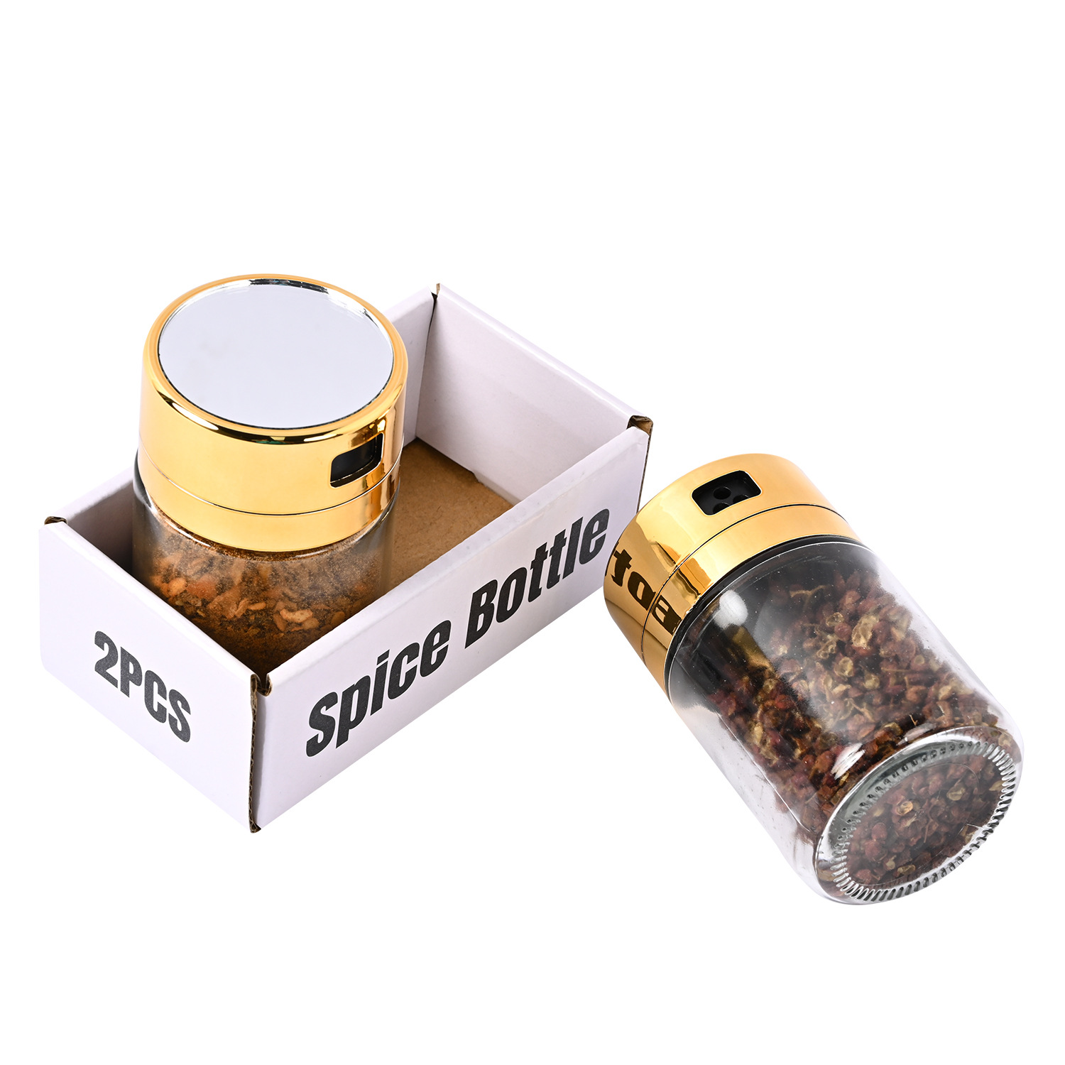 Venta caliente transfronteriza cocina de acero inoxidable Luz de lujo de vidrio condimento tarro traje hogar sellado de vidrio condimento tarro al por mayor