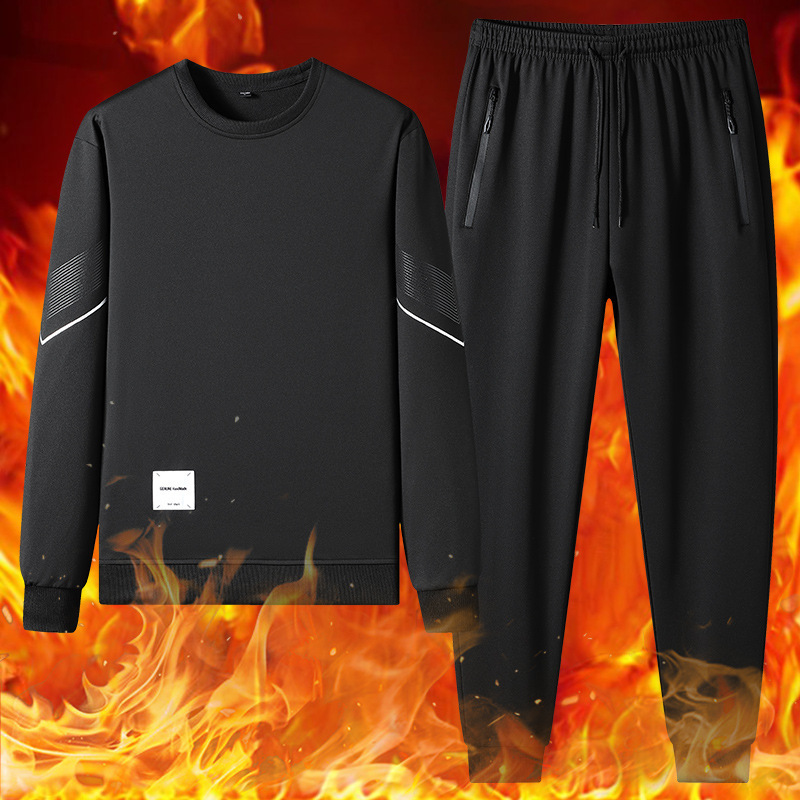 Invierno transfronterizo nuevo estilo cuello redondo más terciopelo engrosamiento traje deportivo casual suéter de moda atractivo y cómodo tendencia de marca de moda