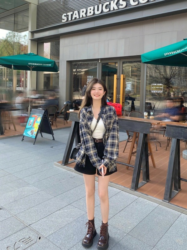 幂式穿搭格子衬衫女慵懒风复古宽松衬衣开衫外套防晒上衣薄款春秋|undefined