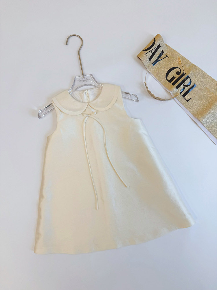 Silk woolen white elegant evening dress