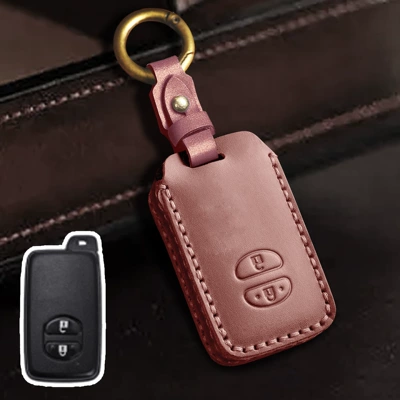 case genuine leather, Car key bag - brown-2-keys