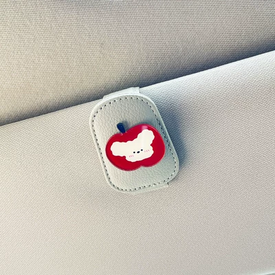 Magnetic Card Holder, Car Glasses Clip/Bill Clip - red-apple-puppy-gray-glasses-clip