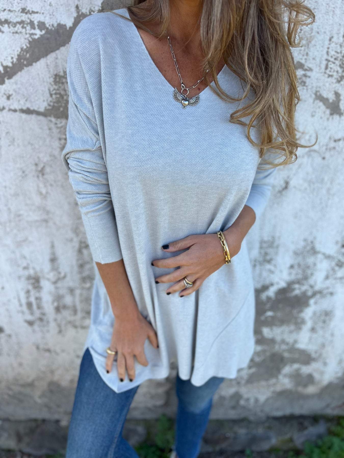 Foreign Trade European American Cross-Border Independent Site 2026 Spring And Autumn Solid Color V-Neck Knit_ecoleips.com