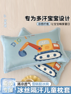 Summer Children's Ice Silk Pillowcase Pair Set Cartoon Boy's Ice Rattan Pillowcase 30X50 Summer Baby Pillowcase