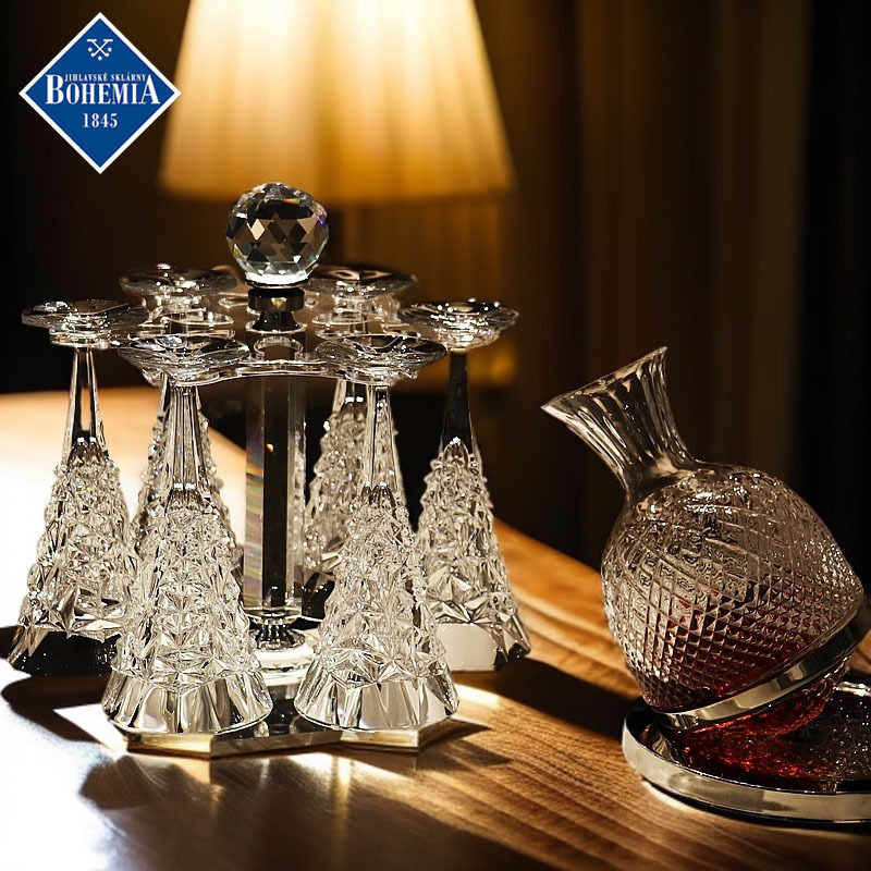 捷克BOHEMIA进口水晶玻璃古典高脚红白葡萄酒杯子酒具醒酒器套装
