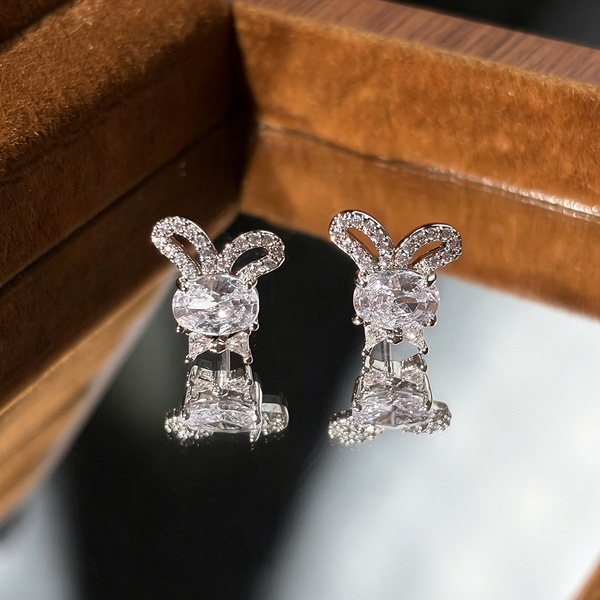 Cute elegant fashionable earrings with zircon