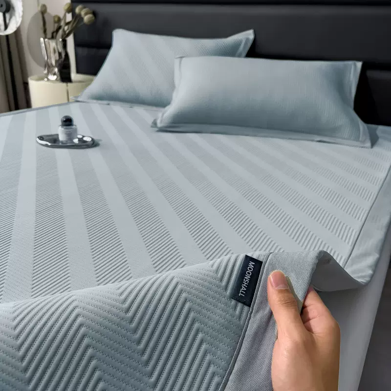 A类母婴级乙纶凉感冰丝凉席三件套纯色简约床笠款空调席子可机洗