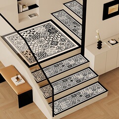 American retro stair step mat glue-free self-adhesive stair anti-slip mat household stain-resistant solid wood stair mat carpet