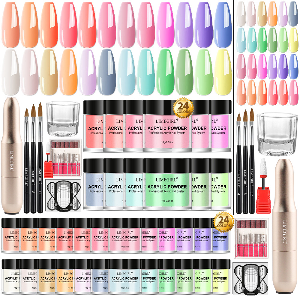 Set de manicura completo con polvo de cristal, líquido de cristal, apto para principiantes, ideal para abrir una tienda, gel de extensión, gel de fototerapia, set de pulido, opcional.