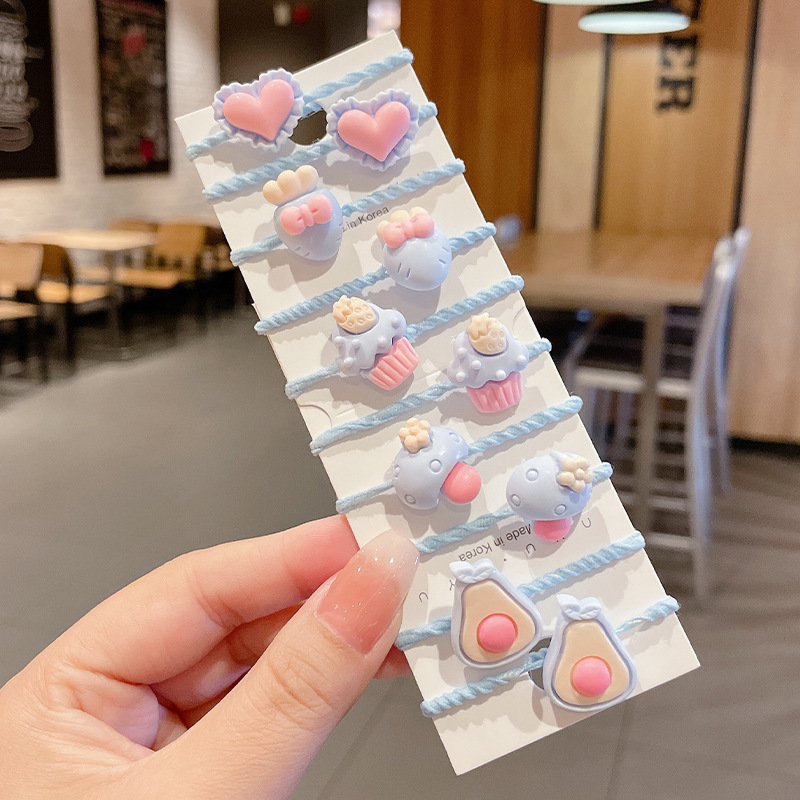 Las muchachas de la cuerda del pelo del color del caramelo no hacen daño al pelo pequeña tira de goma Lazo de la cuerda del pelo tocado niños lindos cubierta de cuero de la banda del pelo del bebé