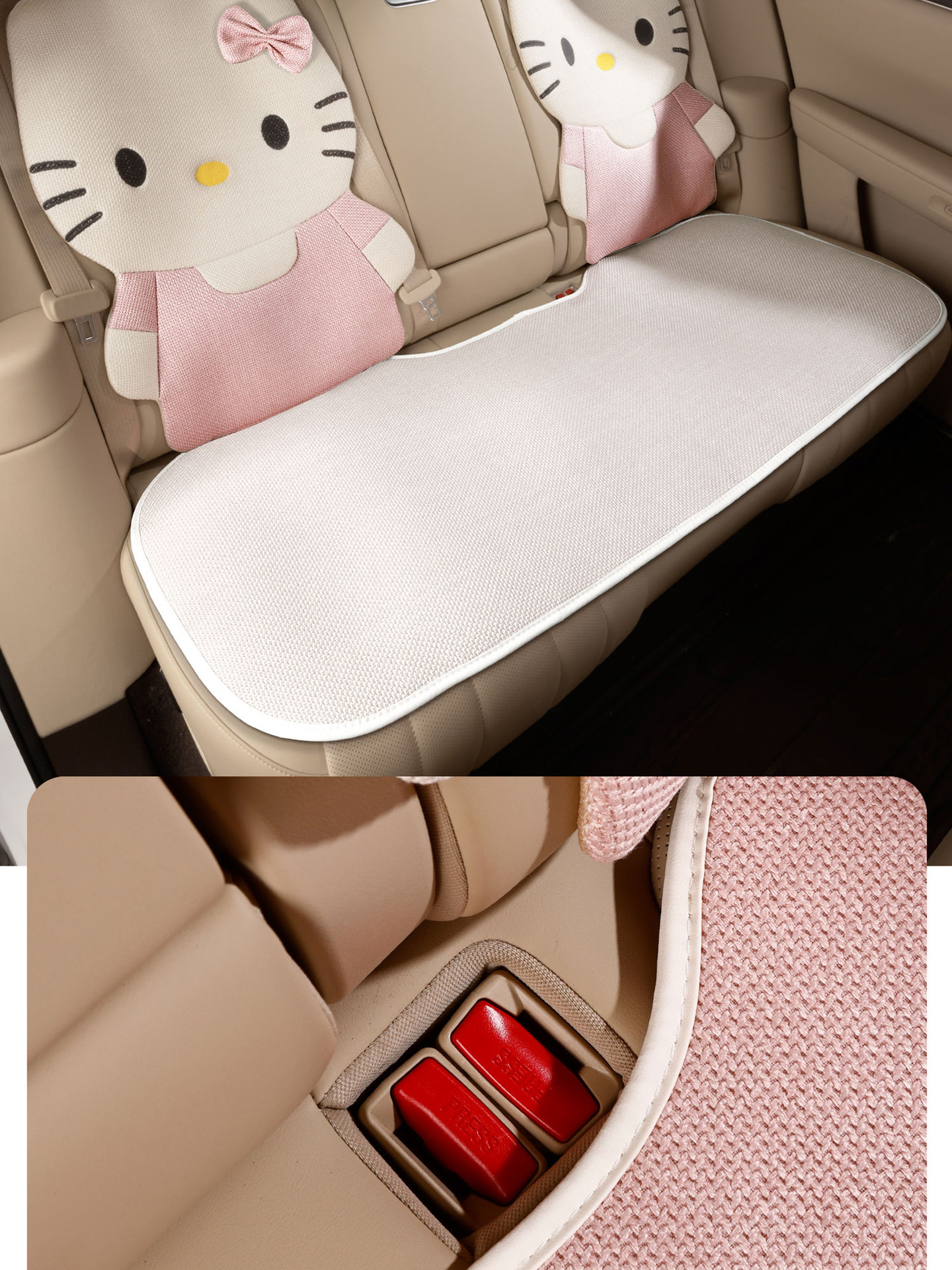 Car seat cushion, universal for all seasons, cartoon cute design, women's car seat pad, full coverage, breathable, non-slip seat cover