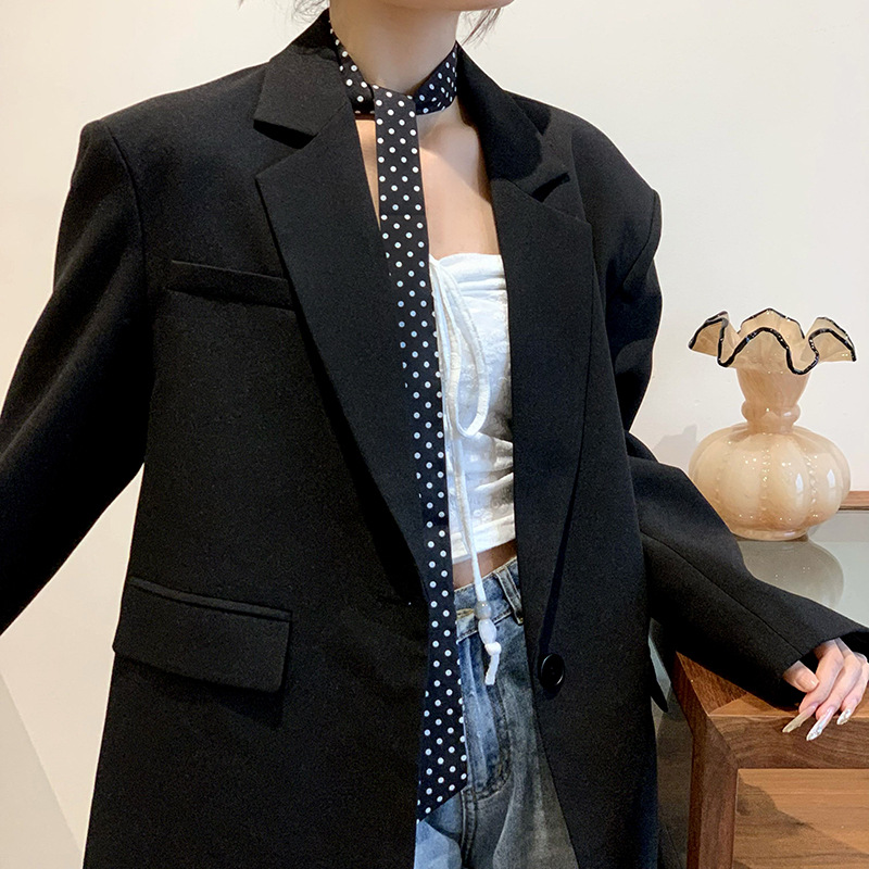 Bufanda de seda Versión coreana de la corbata delgada de lunares de todo fósforo, cinturón de bolsa envuelta, correa para el cabello, fábrica de fuente personalizada