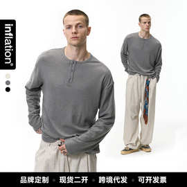 捷展男装|慵懒亨利长袖T2026春夏季新品潮牌Cleanfit简约休闲短袖