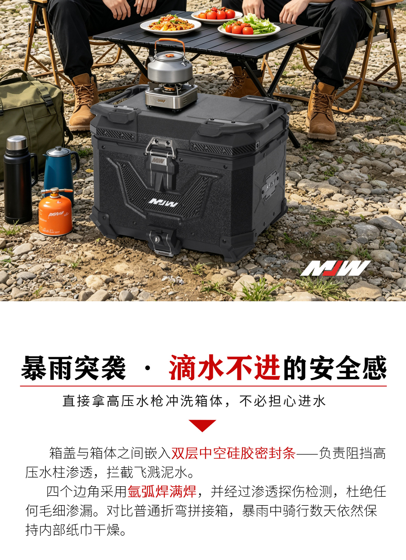 Big Demon Water Pattern Black Water Transfer Printing Hanging Panel Bm Lock 45L55L Quick Release Motorcycle Aluminum Alloy Tail Box Waterproof Box