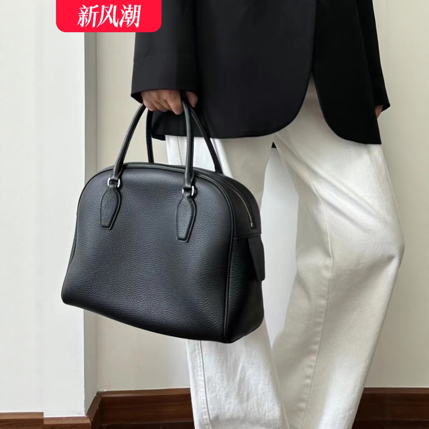 The Ro* Haute Couture Commuter Bag - Full Steel Hardware, India 12 Top Grain Cowhide Handbag Bowling Boston Bag