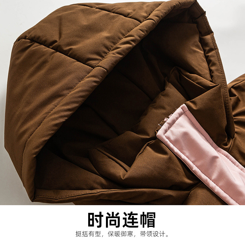 컬러 블록 후드 코튼 패딩 재킷 남성용 루즈 트렌디 엑스트라 롱 무릎 길이 코튼 패딩 재킷 코트 겨울 두꺼운 따뜻한 코튼 패딩 재킷