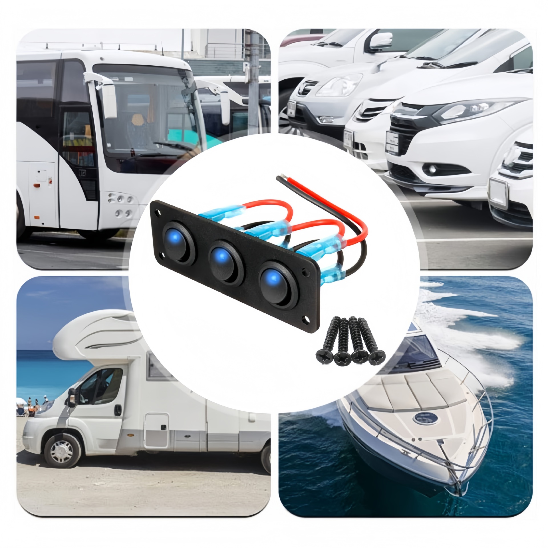 Yacht Modification Switch 12-24V Rv Waterproof Cat-Eye Switch 1/2/3/4/5/6 Gang Car Modification Multi-Function