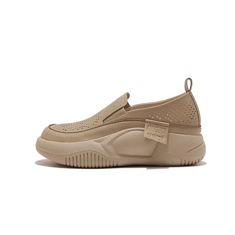 New platform shoes hollow shoes hole casual shoes women's soft sole single shoes one pedal lazy shoes_voghion.com