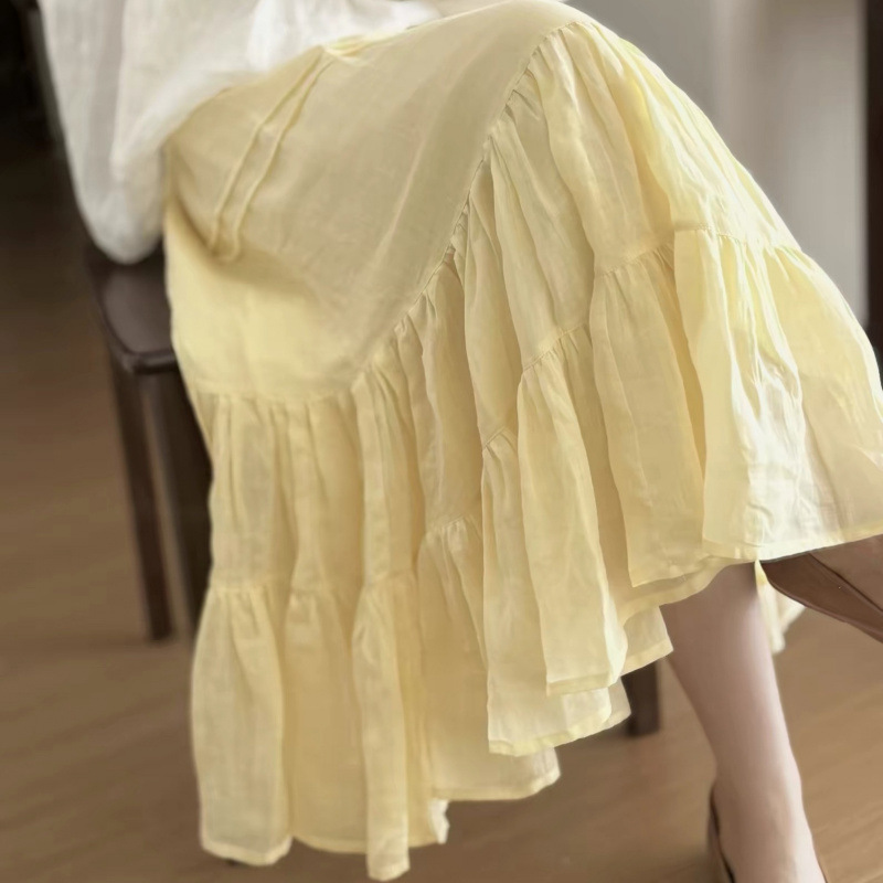 2026 A-Line Cake Skirt with Cotton Lining, Slimming Mid-Length Skirt