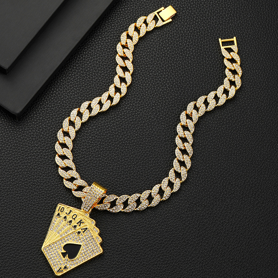Collana con ciondolo a forma di carta da gioco hip hop uomo_voghion.com