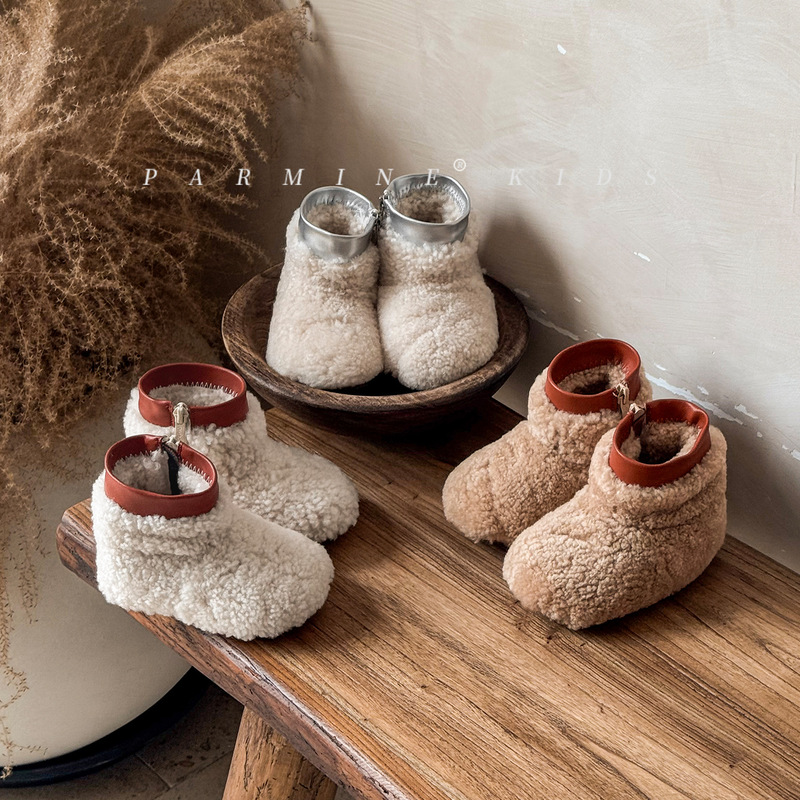 Baby Cotton Boots Girls Snow Boots Warm Fleece-Lined Thickeneded Winter 2025 New Girls Fur Boots Drop Shipping