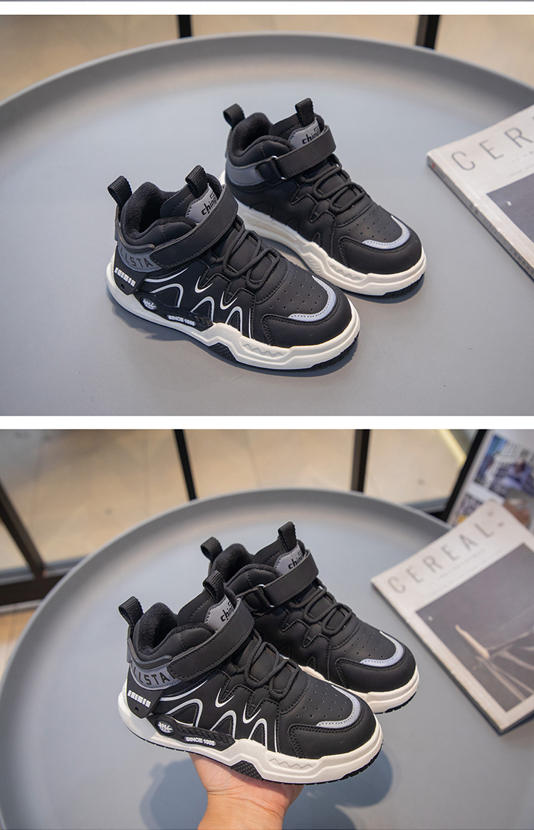 Children's Winter Running Shoes With Velcro Straps And Padding_voghion.com