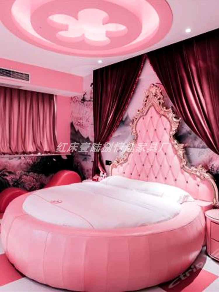 Кровать B&B, мебель для интернет-знаменитостей, круглая водная кровать, легкая роскошная электрическая кровать для отеля, европейская роскошная гостиная, круглая гостиничная кровать