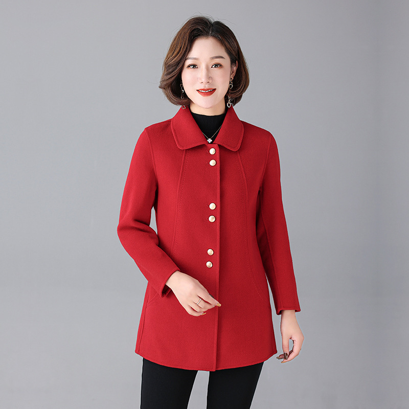 Mother's Wool Coat, Mid-Length, 2025 New Style, Suitable for Wedding Banquets, Middle-Aged, Autumn and Winter, Stylish Double-Sided Fleece Woolen Coat