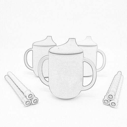 Amazon Cross-border Creative Newborn Silicone Baby Sippy Cup with Straw, Leak-Proof and Shockproof, Powdered Milk Cup