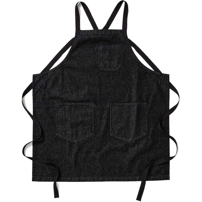 Cross-border Amazon lavado Denim delantal moderno simple correa cruzada Barber guardapolvos barista delantal