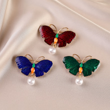跨境热销新款珐琅彩绘蝴蝶胸针女小众高级感动物别针西服毛衣胸花