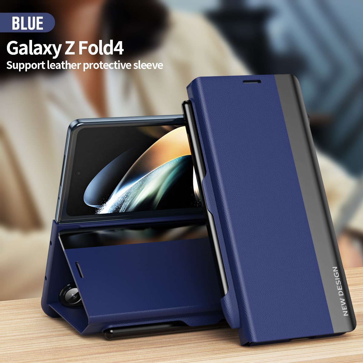 Aplicable a samsung Z Fold5 teléfono móvil shell Fold3/4 magnética flip funda de cuero ranura de la pluma con la pluma SPEN funda resistente a caídas